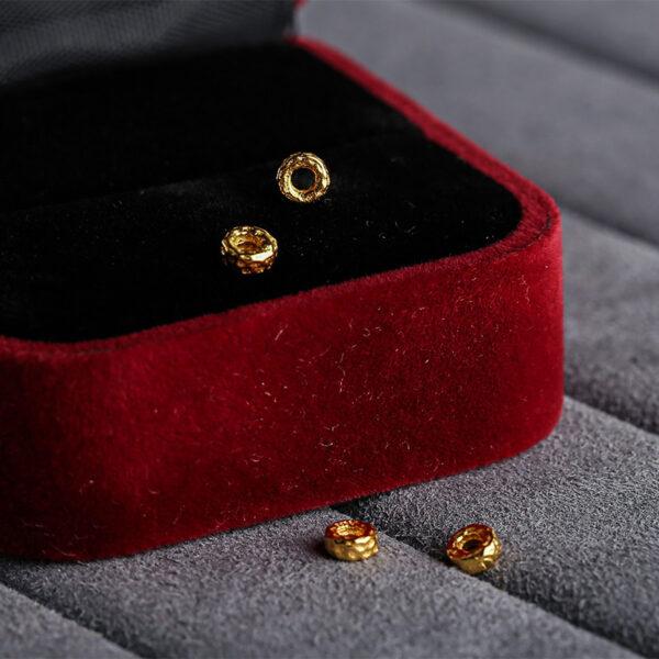 small pits pattern ring shape gild s925 sterling silver bead, golden ring bead - Image 5