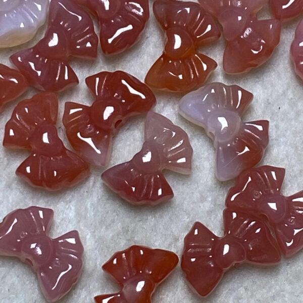 5 pcs / 10 pcs bow tie shape natural pink agate bead - Image 5