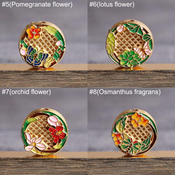 flowers of the twelve months pattern round shape gild sterling silver bead, enamel bead - Image 5