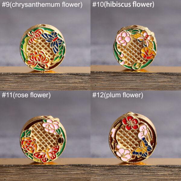 flowers of the twelve months pattern round shape gild sterling silver bead, enamel bead - Image 6