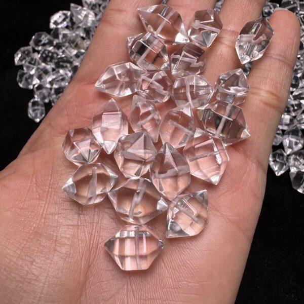 5 pcs / 10 pcs double pointed prism shape natural clear quartz bead