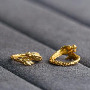 dragon pattern ring shape gild s925 sterling silver bead, golden dragon bead