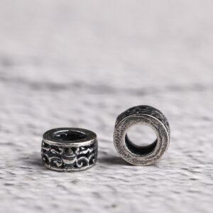 retro vine pattern ring shape s925 sterling silver bead, oxidized silver ring bead