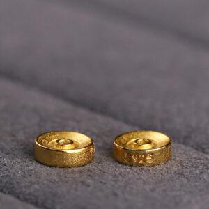 simple rondelle shape gild s925 sterling silver bead, golden rondelle bead