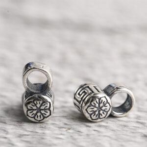 lotus flower pattern s925 sterling silver clasp bead, oxidized silver flower clasp