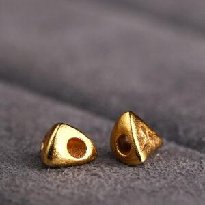 simple triangle shape gild s925 sterling silver bead, golden triangle bead