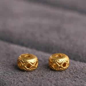 hollow drum shape gild s925 sterling silver bead, golden drum bead