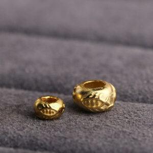 fish pattern rondelle shape gild s925 sterling silver bead, golden rondelle bead