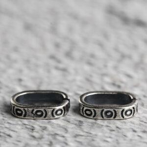 round pattern oval shape s925 sterling silver openable clasp bead, oxidized silver flower clasp