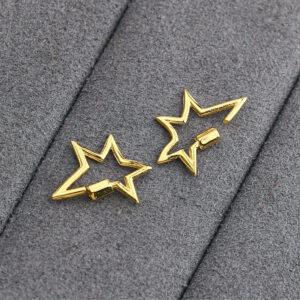 Star shape gild s925 sterling silver clasp bead, golden silver buckle