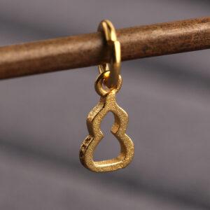 hollow gourd shape gild s925 sterling silver charm bead, golden gourd charm
