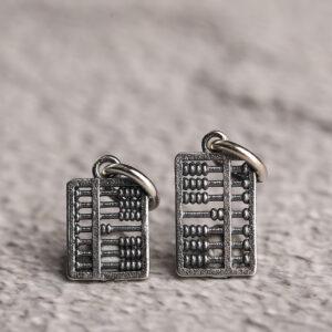 retro abacus shape s925 sterling silver charm bead, oxidized silver abacus charm