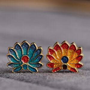 nice lotus flower shape gild sterling silver bead, enamel flower bead