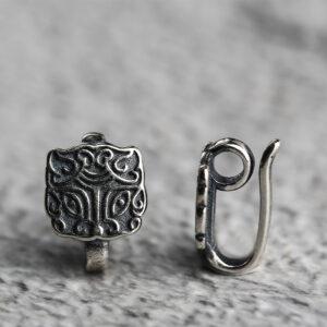 retro abstract beast pattern s925 sterling silver clasp bead, oxidized silver beast clasp