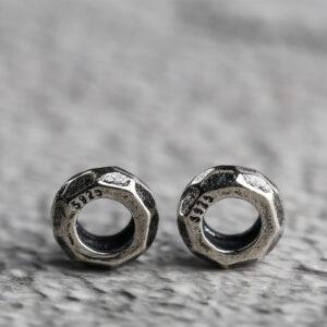 screw cap shape s925 sterling silver bead, oxidized silver screw cap bead