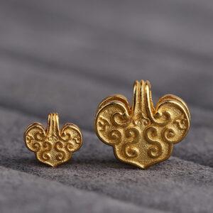 cloud pattern heart shape gild s925 sterling silver clip bead, golden clip