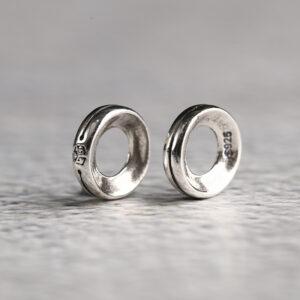 simple line pattern ring shape s925 sterling silver bead, oxidized silver ring bead