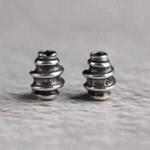 spiral pattern tube shape s925 sterling silver bead, oxidized silver spiral bead