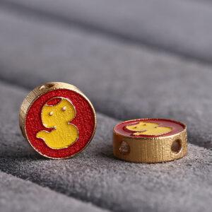 cute snake pattern round shape gild sterling silver bead, enamel flower bead