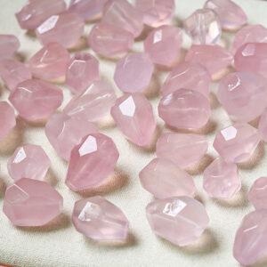 facet surface irregular polygon shape natural rose quartz bead