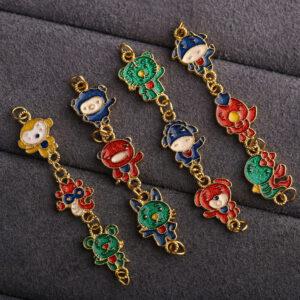 cute animals shape gild sterling silver chain charm bead, enamel animals chain charm
