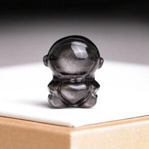 2 pcs / 5 pcs astronaut shape natural silver obsidian bead