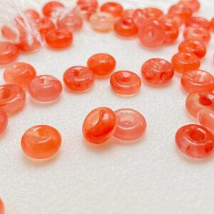 5 - 11 mm ring shape natural orange red agate bead