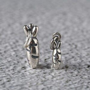 carrot shape s925 sterling silver charm bead, oxidized silver carrot charm