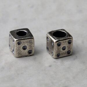dice shape s925 sterling silver bead, oxidized silver dice bead