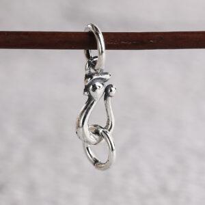 phoenix shape s925 sterling silver clasp, oxidized silver hook clasp