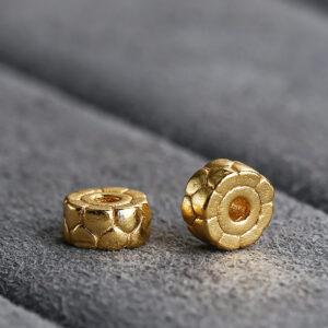 cracks surface rondelle shape gild s925 sterling silver bead, golden rondelle bead