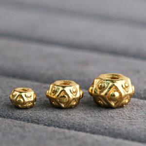 small bumps pattern rondelle shape gild s925 sterling silver bead, golden rondelle bead