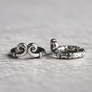 Monkey King's Headband shape s925 sterling silver bead, oxidized silver ring bead