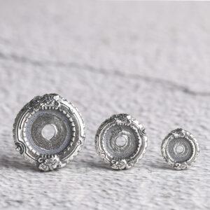 double dragons pattern zircon inlaid rondelle shape s925 sterling silver bead, oxidized silver rondelle bead