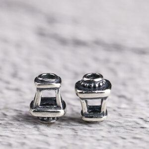 hollow tower shape s925 sterling silver bead, oxidized silver ring bead