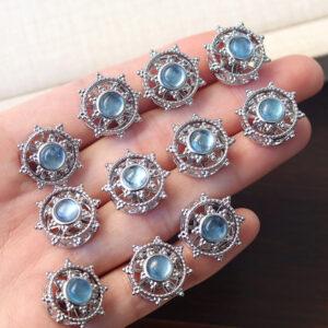hollow star shape natural aquamarine bead inlaid copper bead