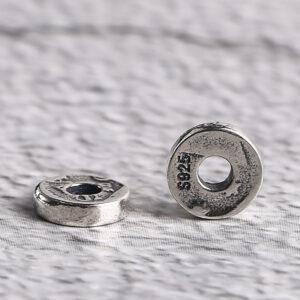 simple gasket shape s925 sterling silver bead, oxidized silver gasket bead