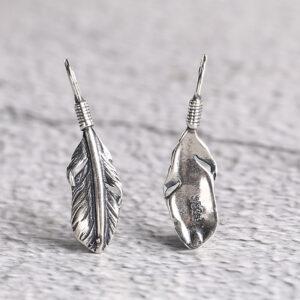 feather shape s925 sterling silver bead, oxidized silver feather charm