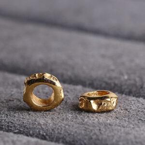 simple irregular ring shape s925 sterling silver bead, oxidized silver ring bead