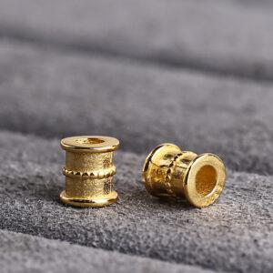 knot pattern tube shape gild s925 sterling silver bead, golden tube bead