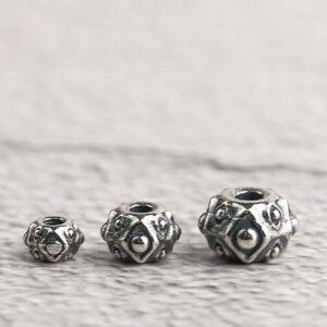 bumps pattern rondelle shape s925 sterling silver bead, oxidized silver rondelle bead