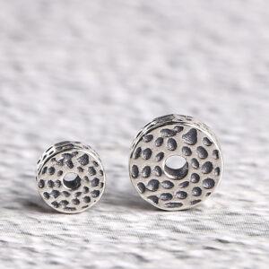 small pits pattern gasket shape s925 sterling silver bead, oxidized silver gasket bead