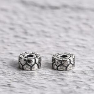 Cracking surface rondelle shape s925 sterling silver bead, oxidized silver rondelle bead