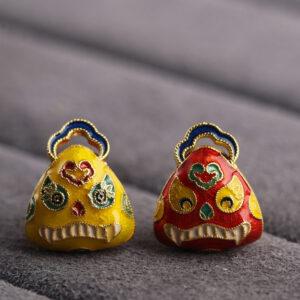 beast pattern triangle shape gild sterling silver charm bead, enamel beast charm