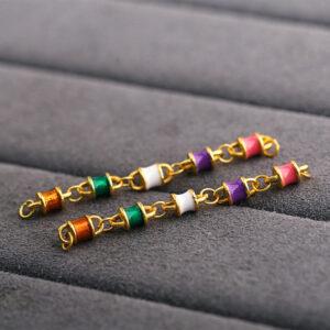 small colorful tube beads gild sterling silver chain charm bead, enamel chain bead