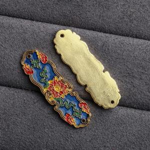 flowers pattern rectangle shape gild sterling silver bead, enamel flowers bead