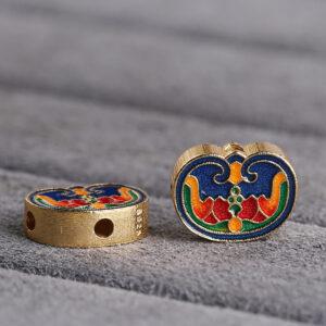 bat pattern oval shape gild sterling silver bead, enamel oval bead