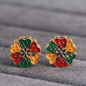 lotus flower shape gild sterling silver bead, enamel flower bead