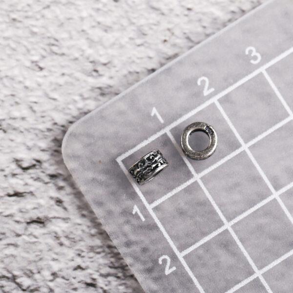 retro vine pattern ring shape s925 sterling silver bead, oxidized silver ring bead - Image 2