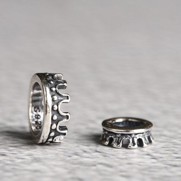crown shape s925 sterling silver bead, oxidized silver crown bead - Image 2